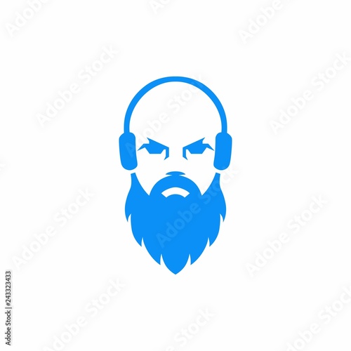 Silhouette of beard man with headphone vector illustration