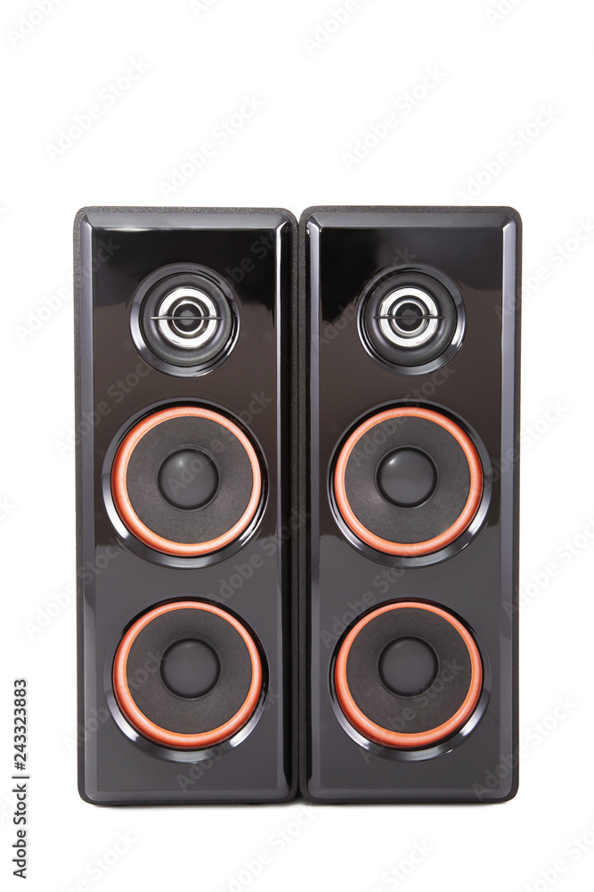 Two musical columns isolated on a white background Two musical columns isolated on a white background