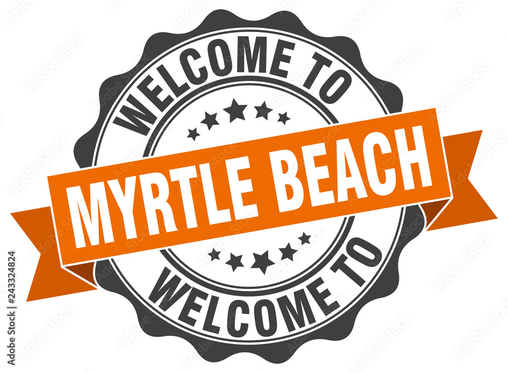 Fototapeta premium Myrtle Beach round ribbon seal