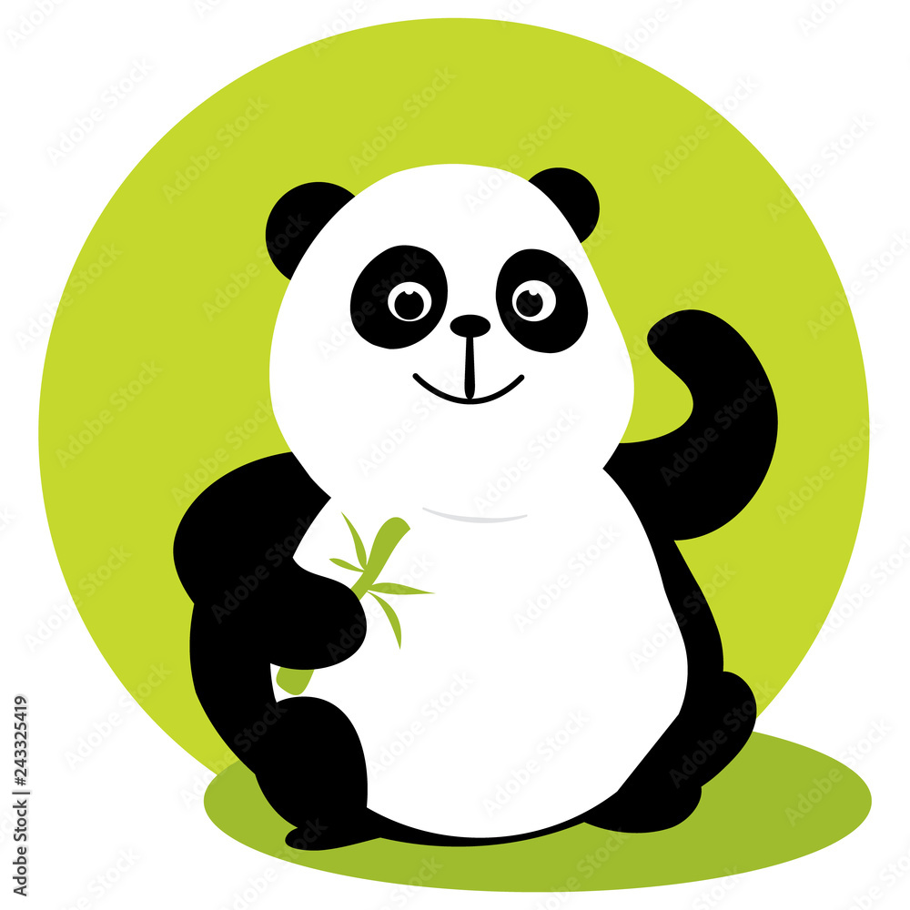Naklejka premium Vector flat hand drawn cartoon animal panda 