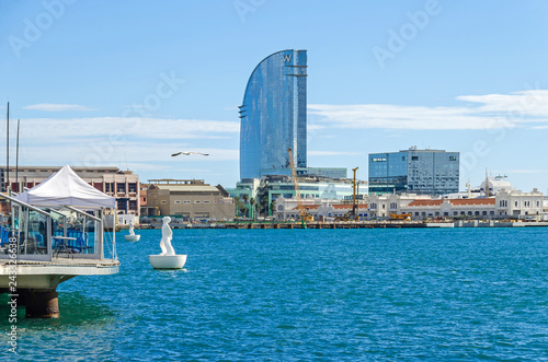 Port Vell with its Moll de Catalunya and W Barcelona