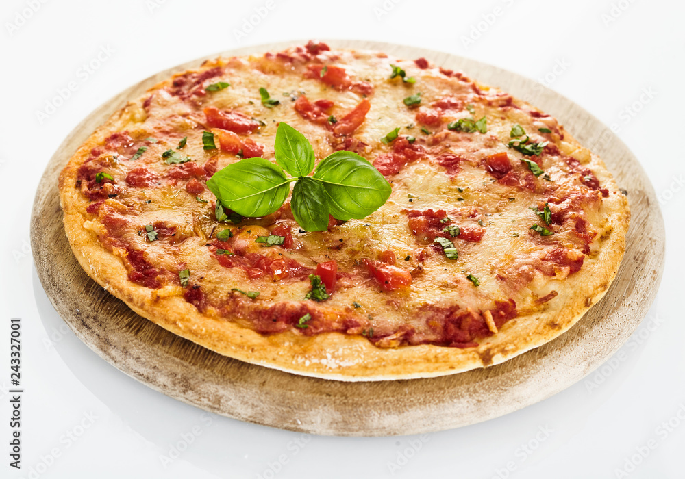 Italian tomato Margherita pizza with basil Italian tomato Margherita pizza with basil