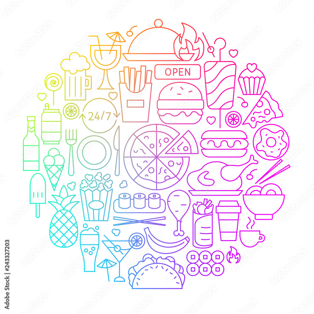 Fast Food Line Icon Circle Design Fast Food Line Icon Circle Design