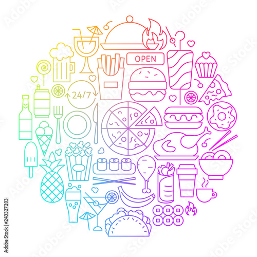 Fast Food Line Icon Circle Design
