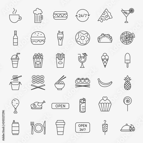 Fast Food Line Icons Set