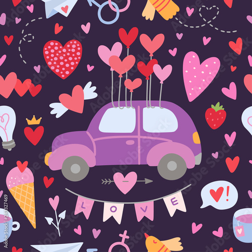 Love seamless vector pattern. Cute background for wedding and Saint Valentine's Day decoration