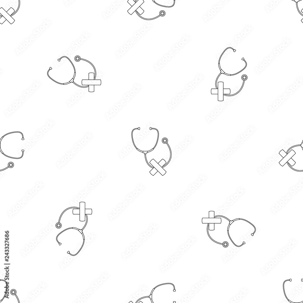 Stethoscope cross bandage icon. Outline illustration of stethoscope cross bandage vector icon for web design isolated on white background Stethoscope cross bandage icon. Outline illustration of stethoscope cross bandage vector icon for web design isolated on white background