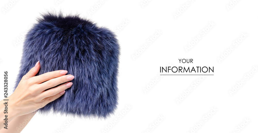 Fox fur hat in hand on white background isolation Fox fur hat in hand on white background isolation