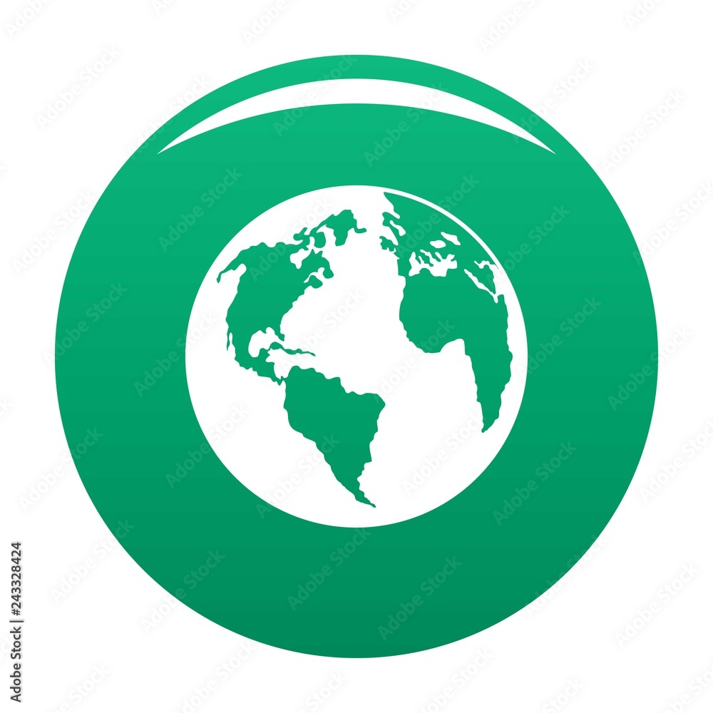 Continent on planet icon. Simple illustration of continent on planet vector icon for any design green