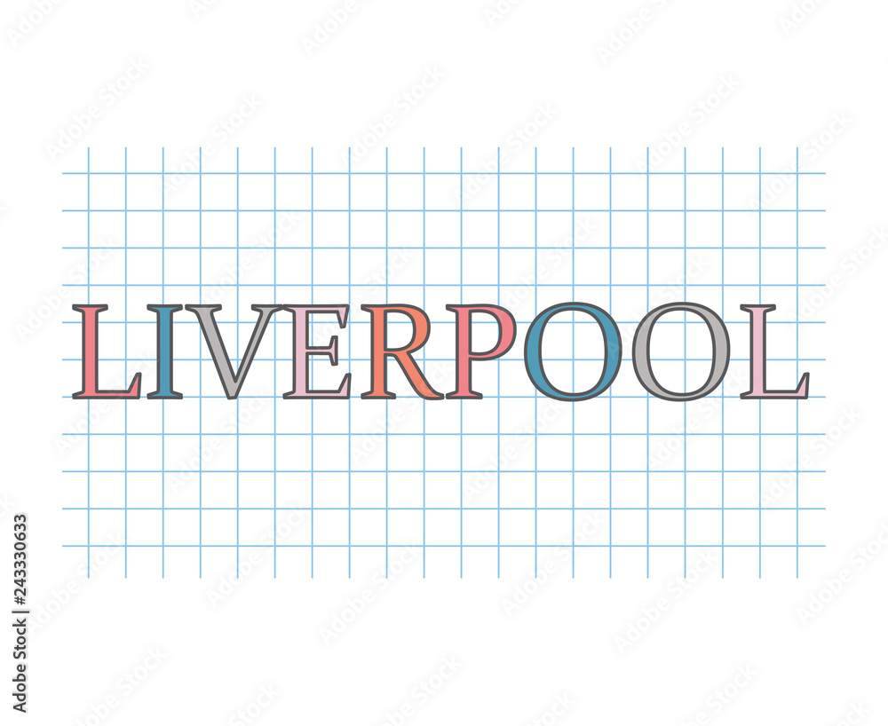 Liverpool word on checkered paper texture- vector illustration Liverpool word on checkered paper texture- vector illustration