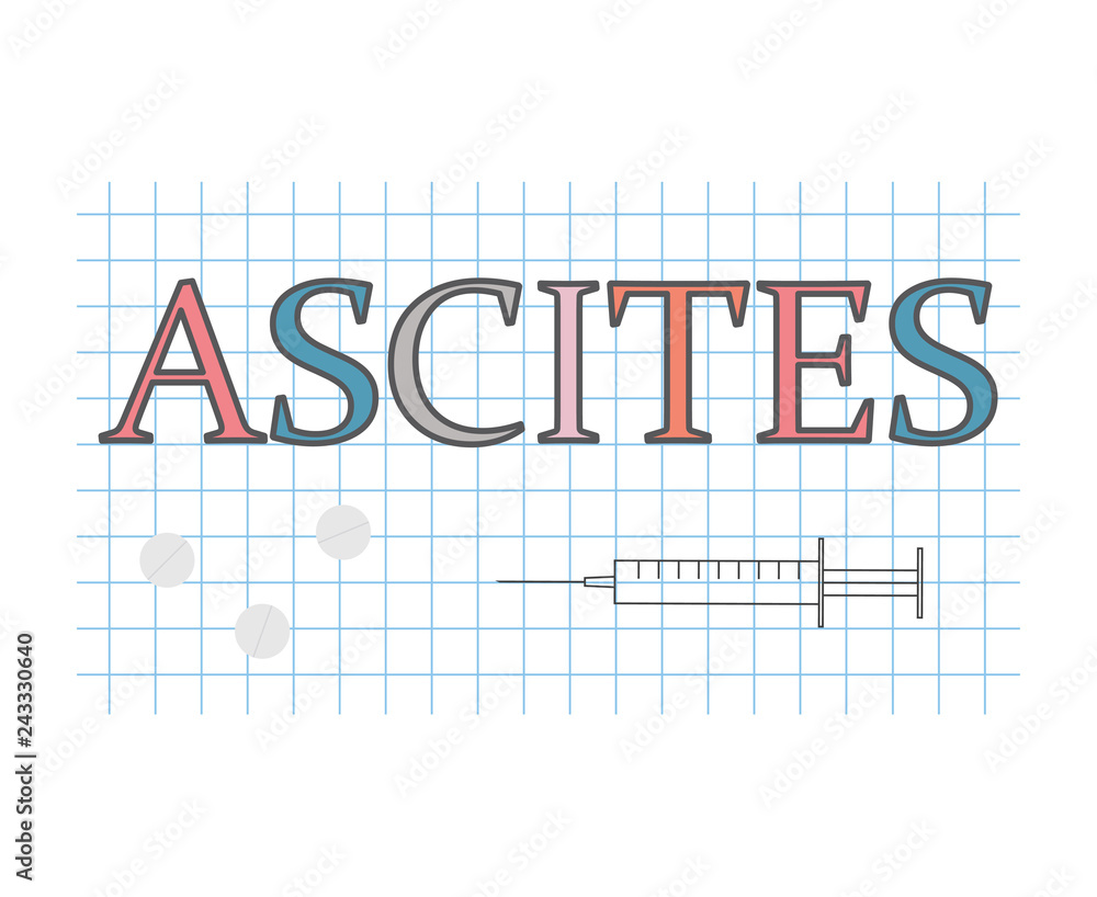 Ascites word on checkered paper sheet- vector illustration