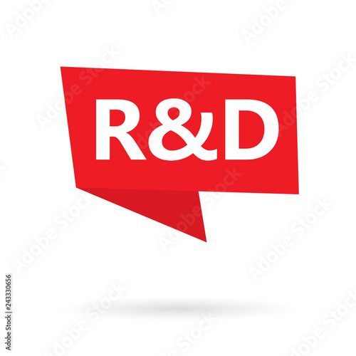 R&D (Research and development) acronym on a sticker- vector illustration