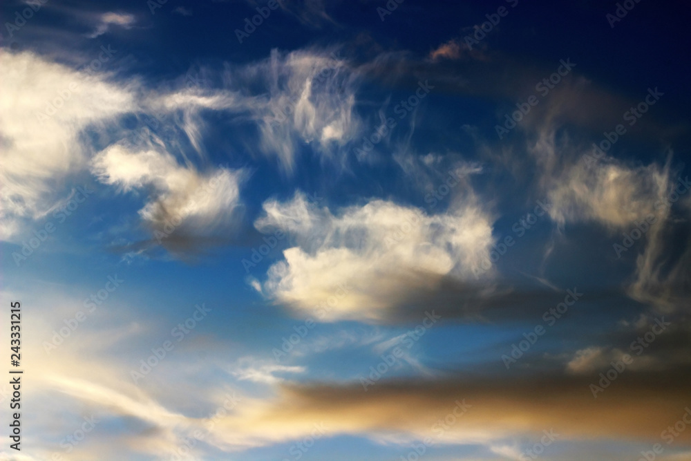 blue sky, clouds and sun blue sky, clouds and sun