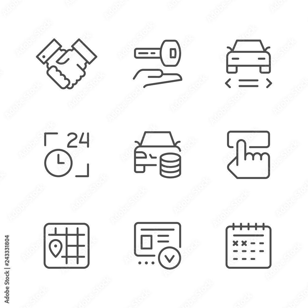 Set line icons of car rent Set line icons of car rent