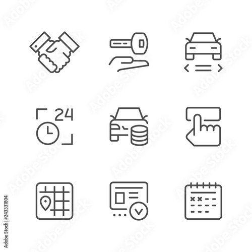 Set line icons of car rent