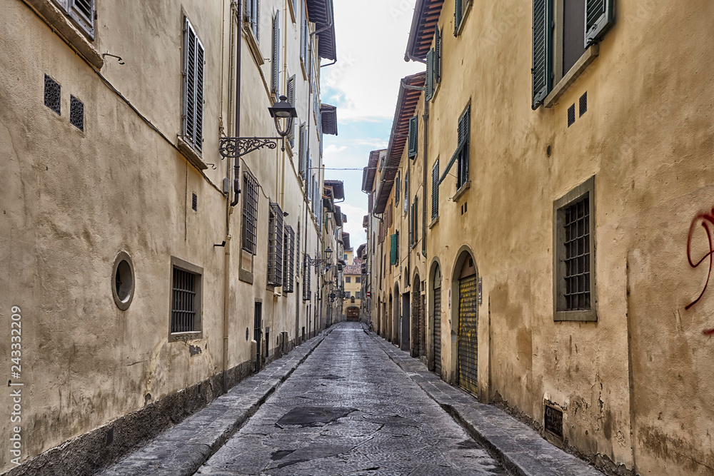 Charming narrow streets of Florence town in Tuscany, Italy