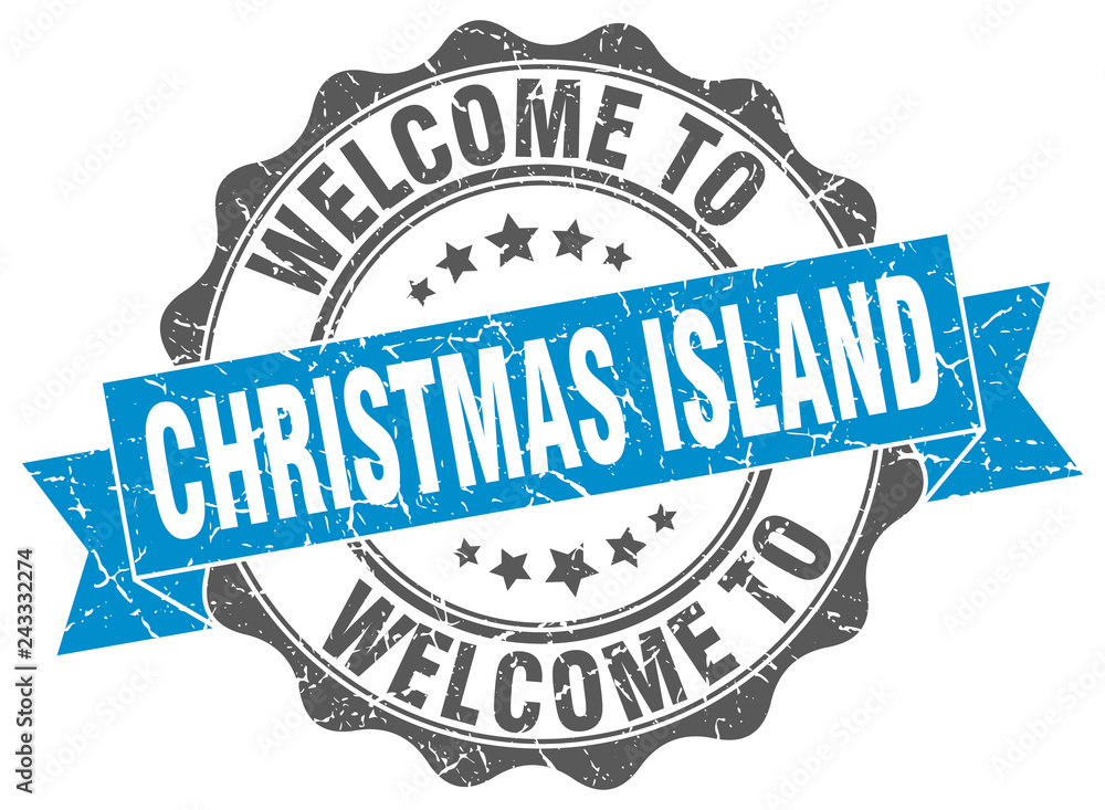 Fototapeta premium Christmas Island round ribbon seal