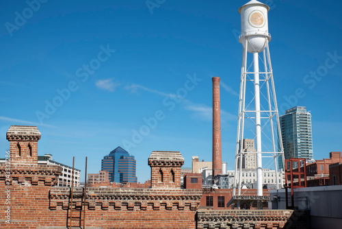Looking towards downtown Durham, North Carolina from the historic Tobacco district.