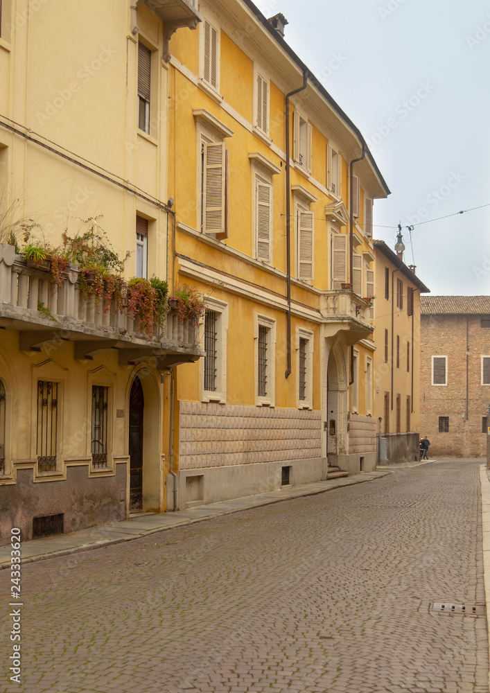  Old streets in historical center of Italian town Parma Italy