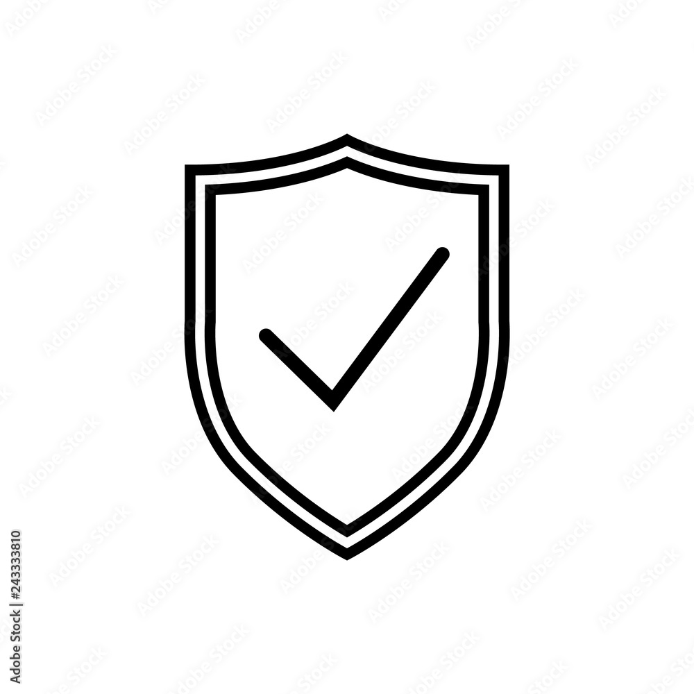 Shield line icon on white background Shield line icon on white background