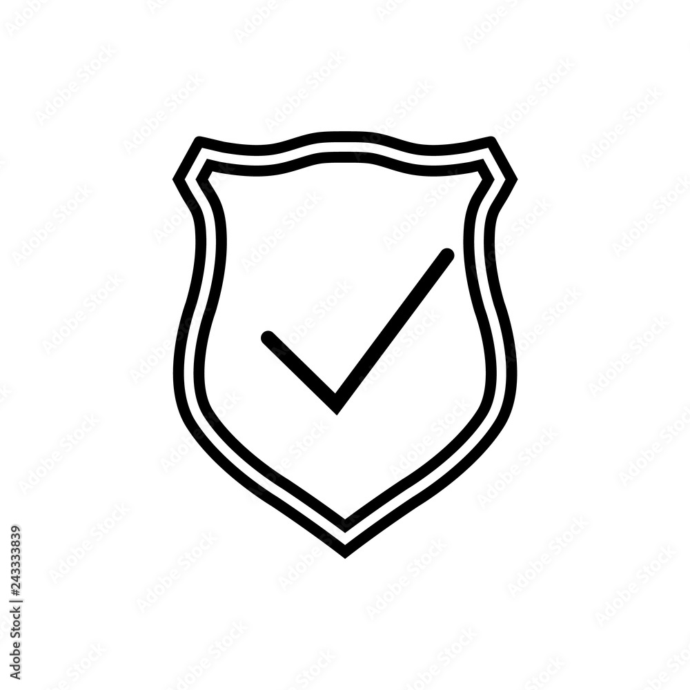 Shield line icon on white background Shield line icon on white background