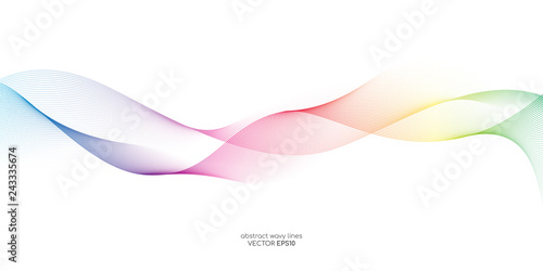 Abstract vector colorful wave line flowing isolated on white background for design elements in concept technology, music, science, A.I.