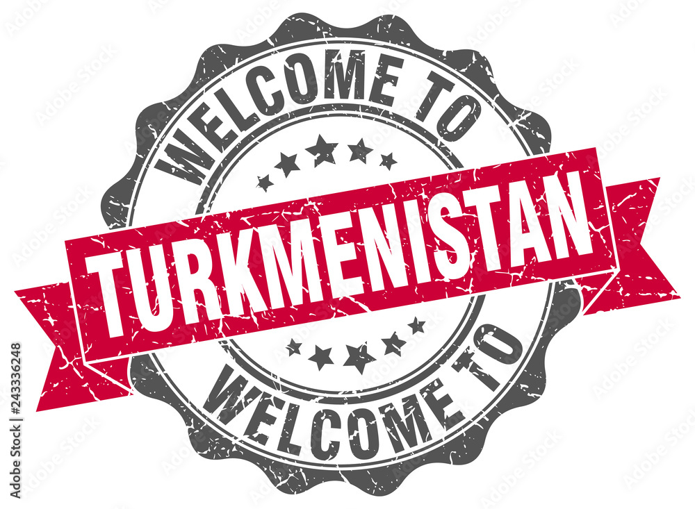 Obraz premium Turkmenistan round ribbon seal