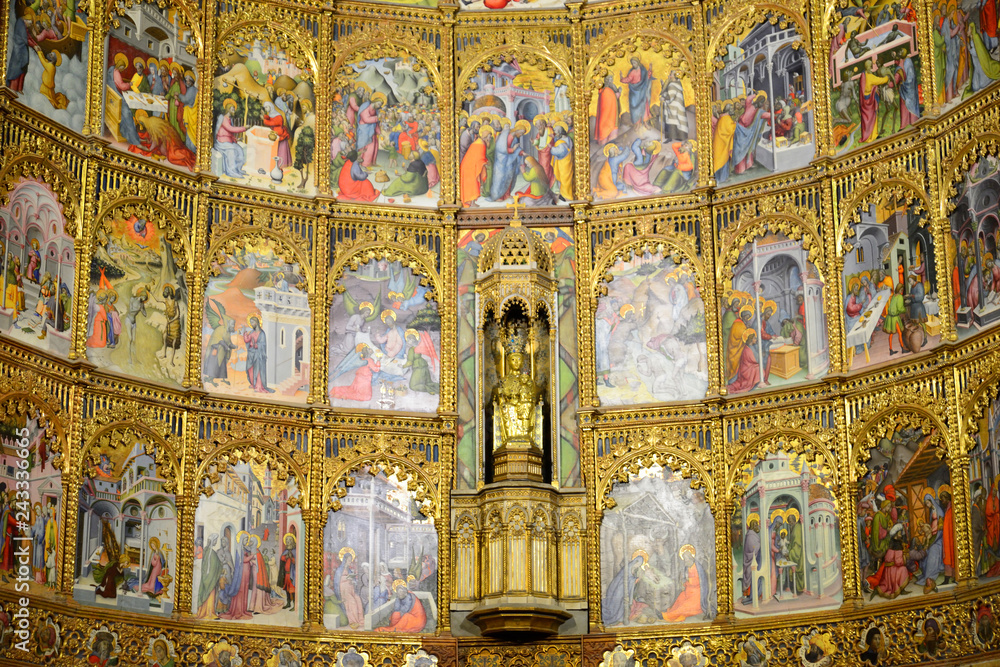 Salamanca, Spain - November 15, 2018: Interior of the old Cathedral of Salamanca.