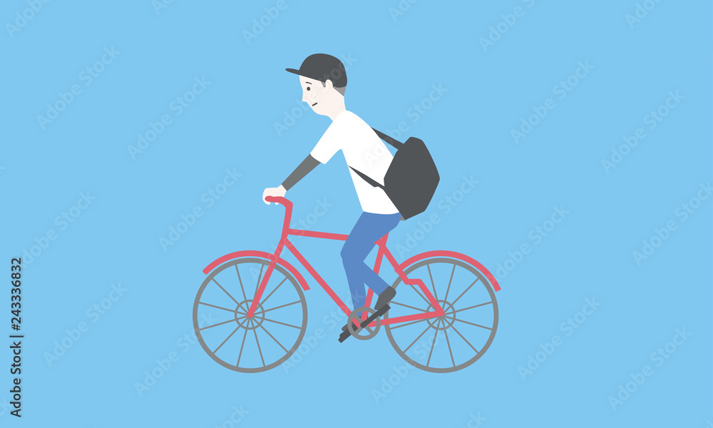 自転車に乗る若者のイラスト Stock Vector Adobe Stock