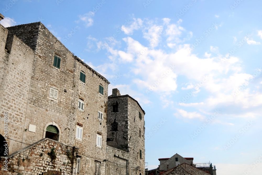 Traditional old Mediterranean architecture in Sibenik, Croatia on a beautiful suny day. Traditional old Mediterranean architecture in Sibenik, Croatia on a beautiful suny day.