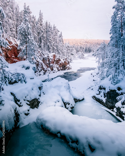 Ice snowy winter river