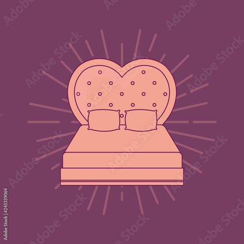 wedding card with just married bed