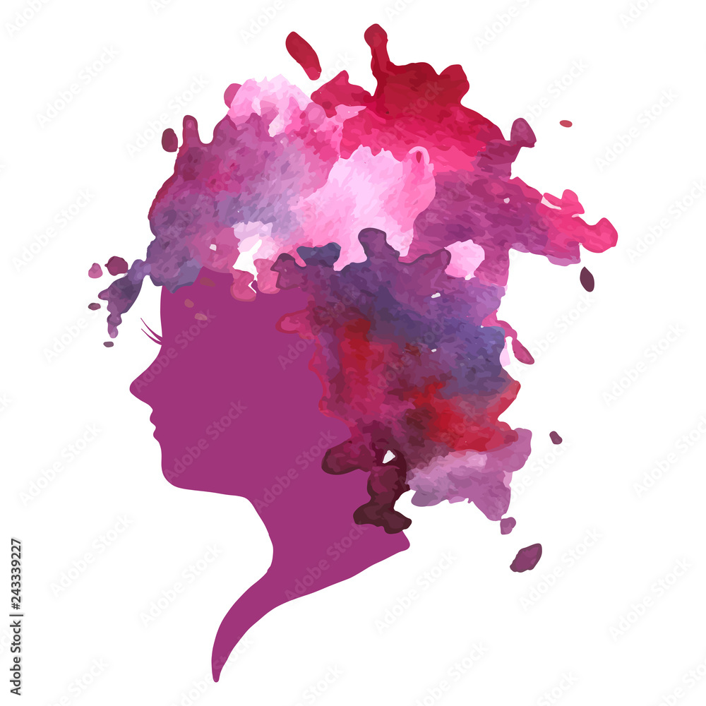 watercolor profile of a woman