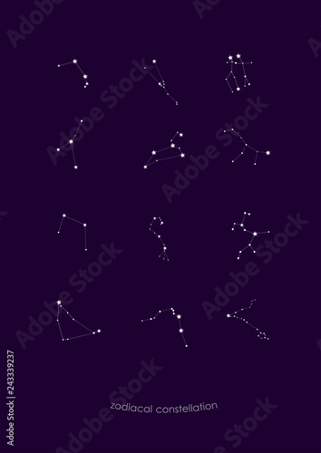 Constellations of the zodiac. Zodiac signs set 