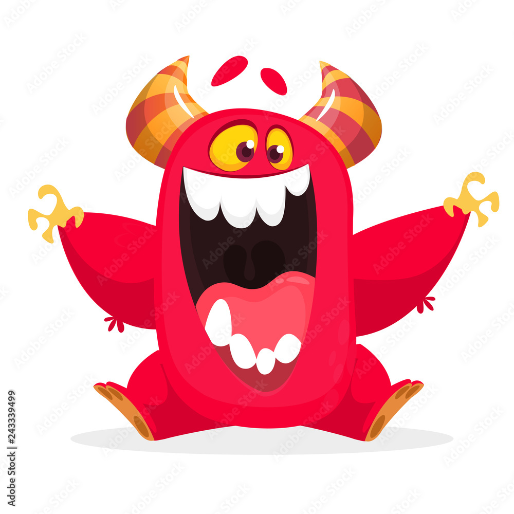 Funny cartoon monster screaming. Vector isolated Funny cartoon monster screaming. Vector isolated