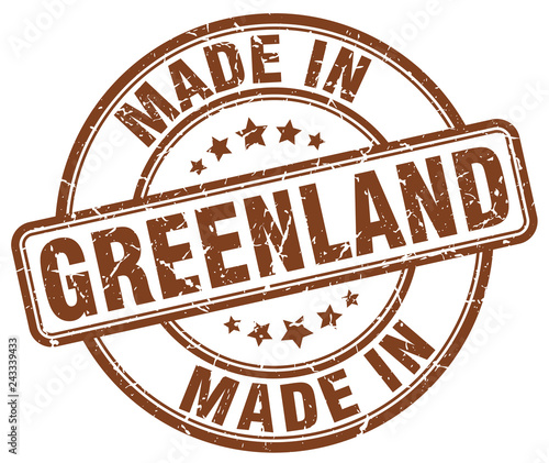 made in Greenland brown grunge round stamp