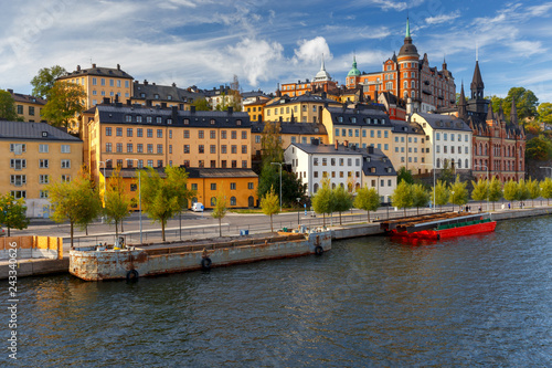 Canvas Print Stockholm. Houses on the waterfront.