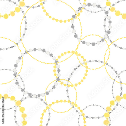 Seamless pattern of gold and silver chains.