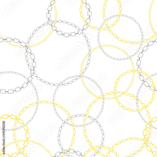 Seamless pattern of gold and silver chains.