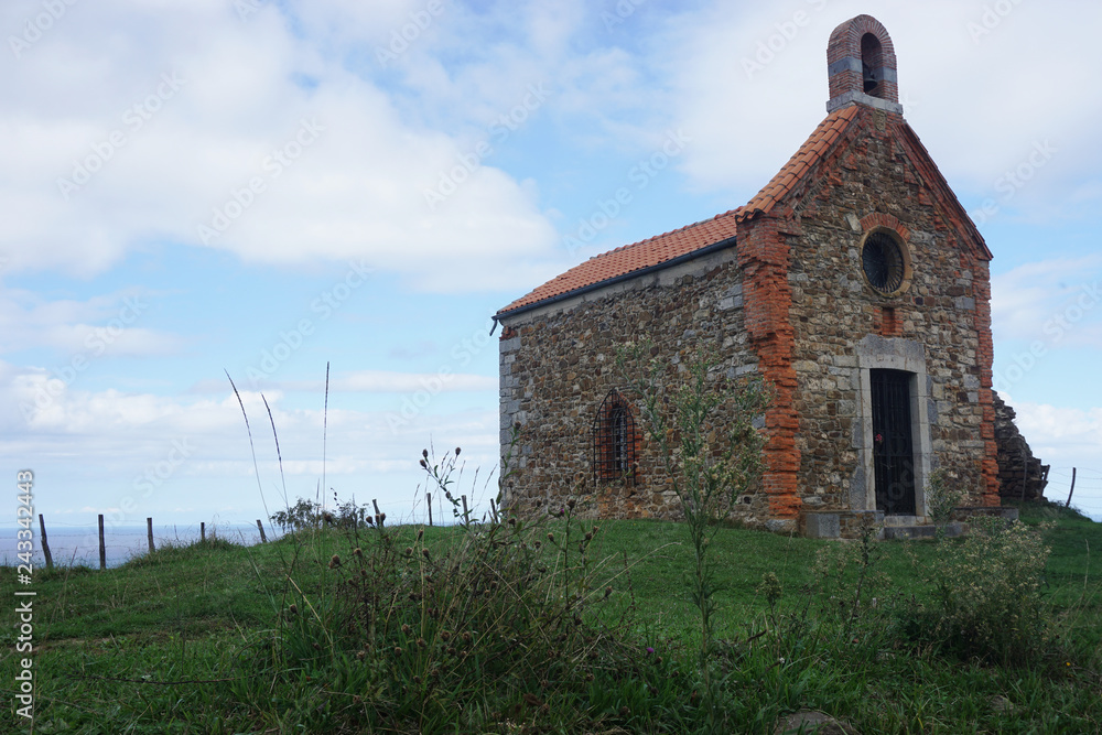 Old chapel on a hill in basque country, spain