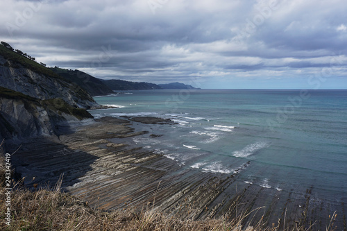 Landscape of flysch cliffs in basque country, spain