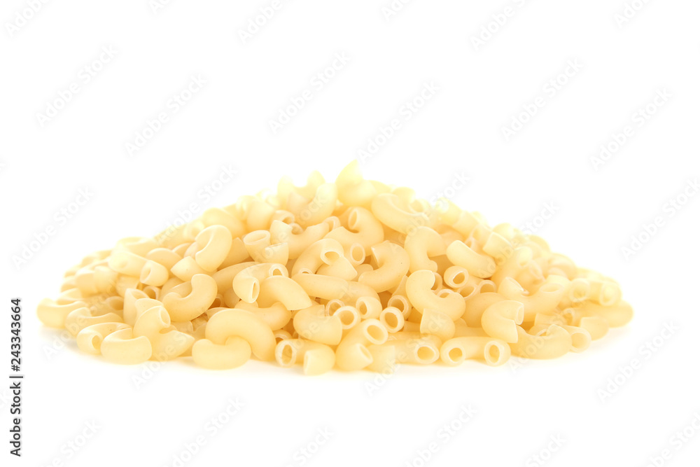 Uncooked pasta isolated on white background Uncooked pasta isolated on white background