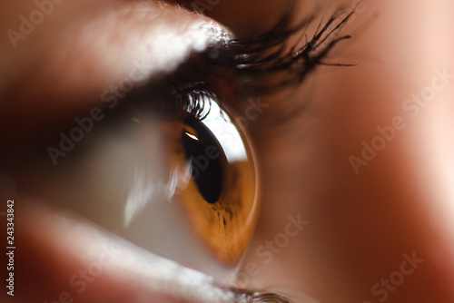 very close view of a girl's eye