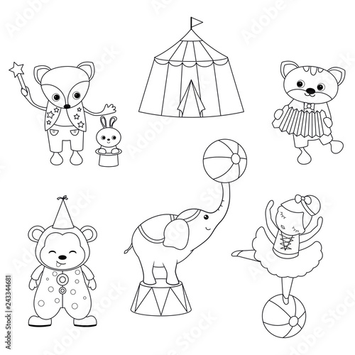 Set of circus animals.