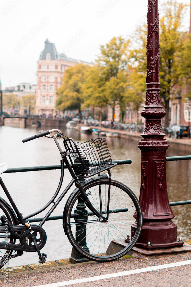 Bike next to a canal.