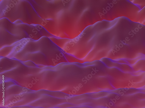Abstract futuristic 3D mountains landscape on alien planet. Space surface - sci-fi backdrop. Virtual reality concept or cyberspace background. Fictional world, vector background EPS10 illustration.