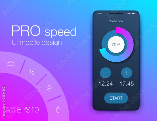 Mobile phone application for analytics. stock vector