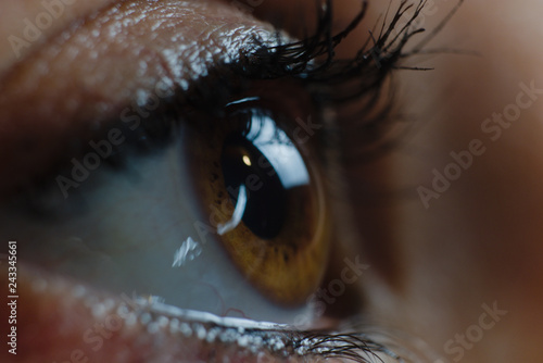 very close view of a girl's eye