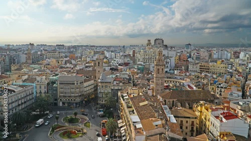 Wallpaper Mural Valencia Skyline Aerial View, time lapse. Valencia , Spain. Torontodigital.ca
