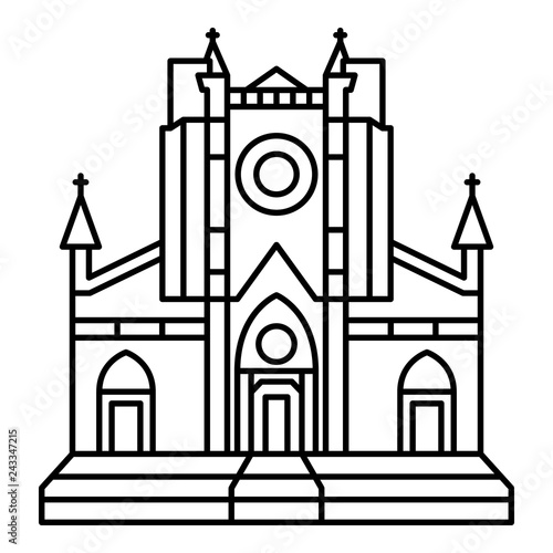 Catholic temple icon. Outline catholic temple vector icon for web design isolated on white background © ylivdesign